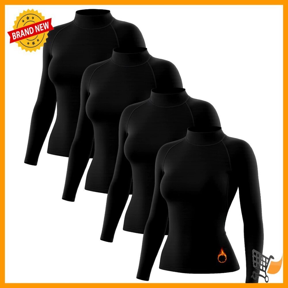 Women's Thermal Turtleneck Shirts Fleece Lined Compression Basic Layer Long
